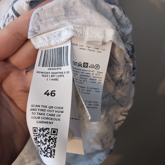 120% Lino White and Blue Floral Tunic NWT - Picture 4 of 6